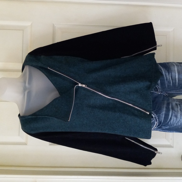 The Ragged Priest Teal and Black Asymmetrical Jacket SZ.M/L - Picture 1 of 14